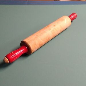 Vintage Rolling Pin with Red Handles Cottagecore Grandmacore Countrycore